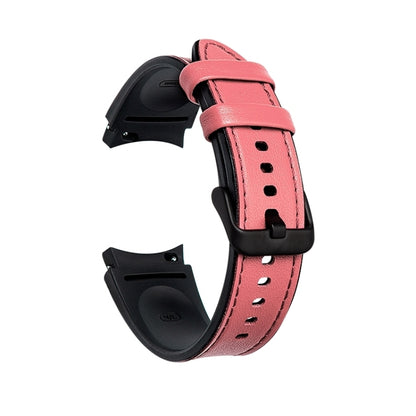 Bracelet de montre à boucle noire en silicone + cuir, For Samsung Galaxy Watch5 Pro 45mm/5 44mm/5 40mm