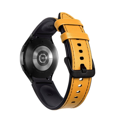 Bracelet de montre à boucle noire en silicone + cuir, For Samsung Galaxy Watch5 Pro 45mm/5 44mm/5 40mm