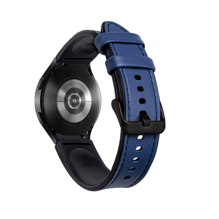 Bracelet de montre à boucle noire en silicone + cuir, For Samsung Galaxy Watch5 Pro 45mm/5 44mm/5 40mm