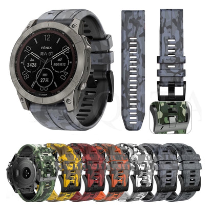Bracelet de montre en silicone camouflage, For Garmin Fenix 7, For Garmin Fenix 7X