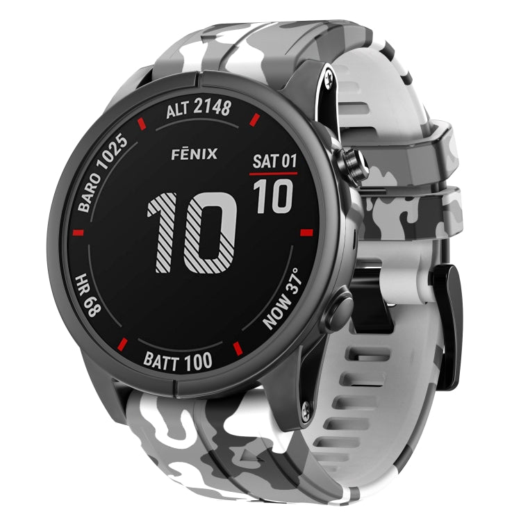 Bracelet de montre en silicone camouflage, For Garmin Fenix 7, For Garmin Fenix 7X