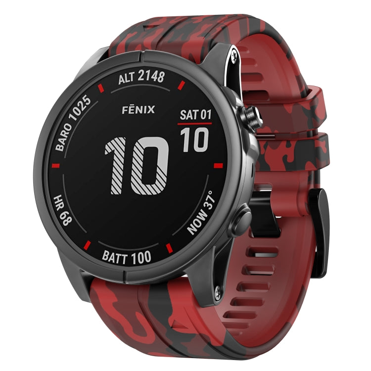 Bracelet de montre en silicone camouflage, For Garmin Fenix 7, For Garmin Fenix 7X