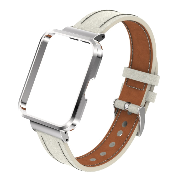 Bracelet de montre intégré en cuir véritable avec boîtier en métal, For Xiaomi Mi Watch Lite / Redmi Watch, For Xiaomi Redmi Watch 2, For Xiaomi Redmi Watch 2 Lite