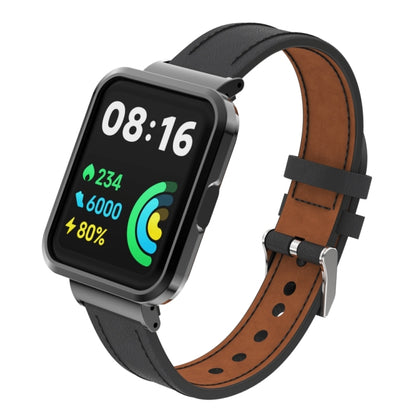Bracelet de montre intégré en cuir véritable avec boîtier en métal, For Xiaomi Mi Watch Lite / Redmi Watch, For Xiaomi Redmi Watch 2, For Xiaomi Redmi Watch 2 Lite