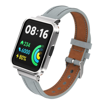 Bracelet de montre intégré en cuir véritable avec boîtier en métal, For Xiaomi Mi Watch Lite / Redmi Watch, For Xiaomi Redmi Watch 2, For Xiaomi Redmi Watch 2 Lite