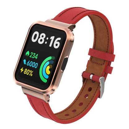 Bracelet de montre intégré en cuir véritable avec boîtier en métal, For Xiaomi Mi Watch Lite / Redmi Watch, For Xiaomi Redmi Watch 2, For Xiaomi Redmi Watch 2 Lite