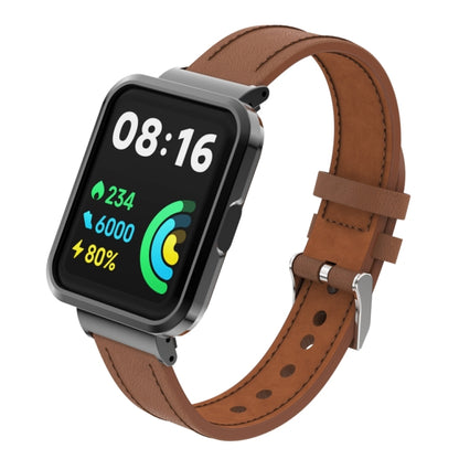 Bracelet de montre intégré en cuir véritable avec boîtier en métal, For Xiaomi Mi Watch Lite / Redmi Watch, For Xiaomi Redmi Watch 2, For Xiaomi Redmi Watch 2 Lite