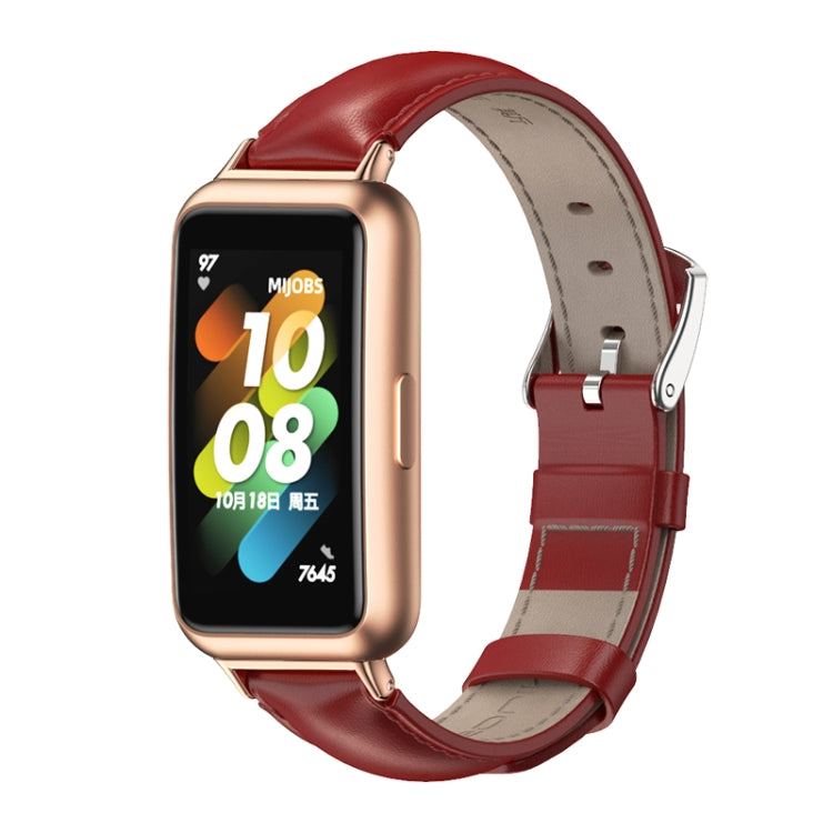 Bracelet de montre en cuir de vachette MIJOBS, For Huawei Band 7 / 7 NFC