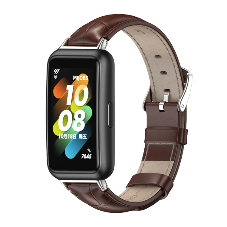 Bracelet de montre en cuir de vachette MIJOBS, For Huawei Band 7 / 7 NFC