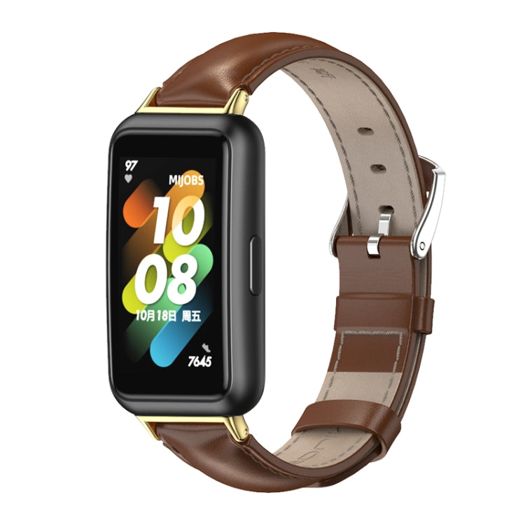 Bracelet de montre en cuir de vachette MIJOBS, For Huawei Band 7 / 7 NFC