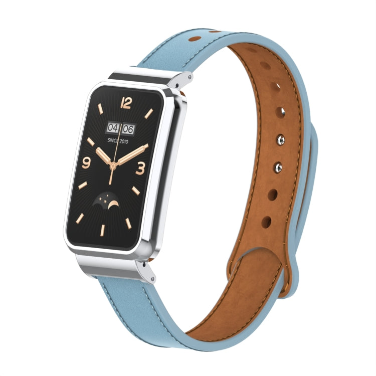 Bracelet de montre à monture métallique en cuir à double clou, For Xiaomi Mi Band 7 Pro