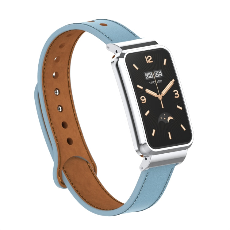 Bracelet de montre à monture métallique en cuir à double clou, For Xiaomi Mi Band 7 Pro