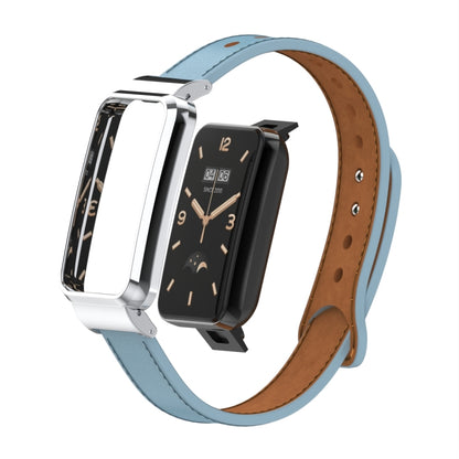 Bracelet de montre à monture métallique en cuir à double clou, For Xiaomi Mi Band 7 Pro