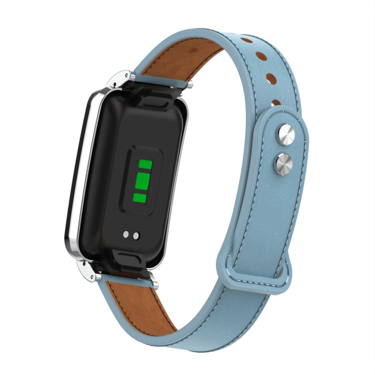 Bracelet de montre à monture métallique en cuir à double clou, For Xiaomi Mi Band 7 Pro