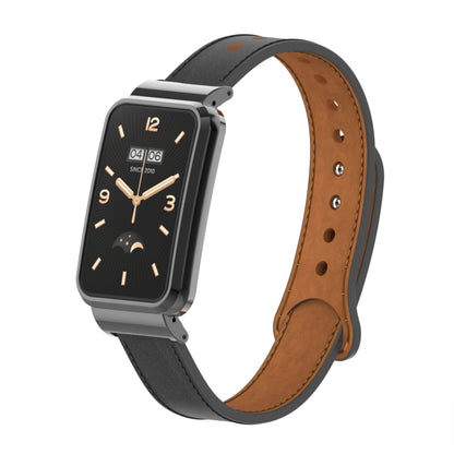 Bracelet de montre à monture métallique en cuir à double clou, For Xiaomi Mi Band 7 Pro
