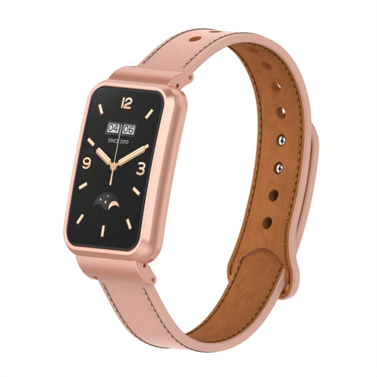 Bracelet de montre à monture métallique en cuir à double clou, For Xiaomi Mi Band 7 Pro
