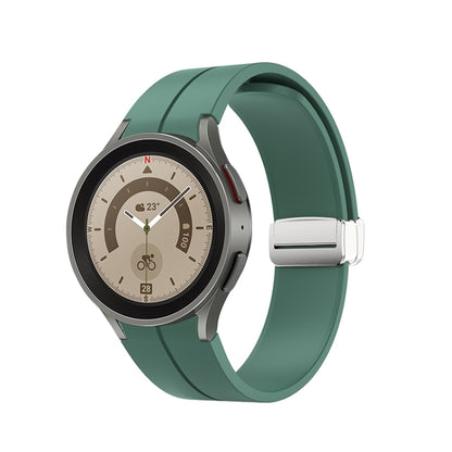 Bracelet de montre en silicone à boucle argentée pliante, For Samsung Galaxy Watch5 40&44mm / Pro 45mm