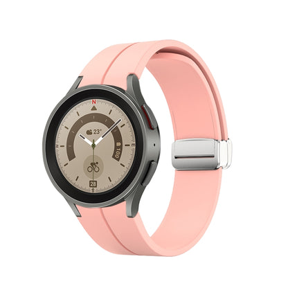 Bracelet de montre en silicone à boucle argentée pliante, For Samsung Galaxy Watch5 40&44mm / Pro 45mm
