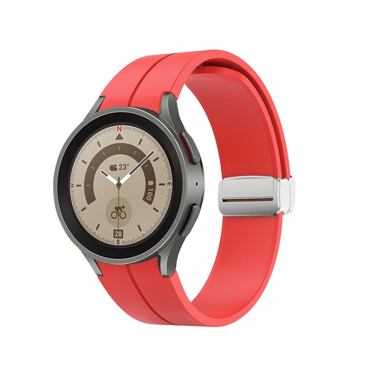 Bracelet de montre en silicone à boucle argentée pliante, For Samsung Galaxy Watch5 40&44mm / Pro 45mm