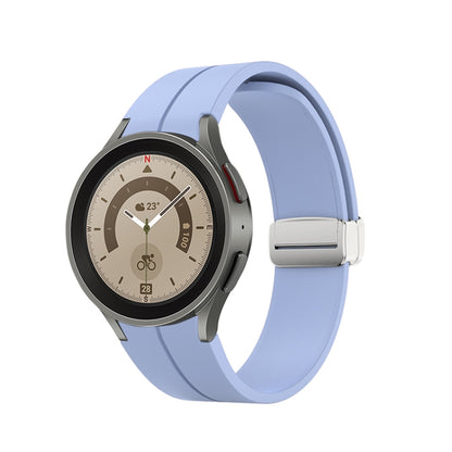 Bracelet de montre en silicone à boucle argentée pliante, For Samsung Galaxy Watch5 40&44mm / Pro 45mm