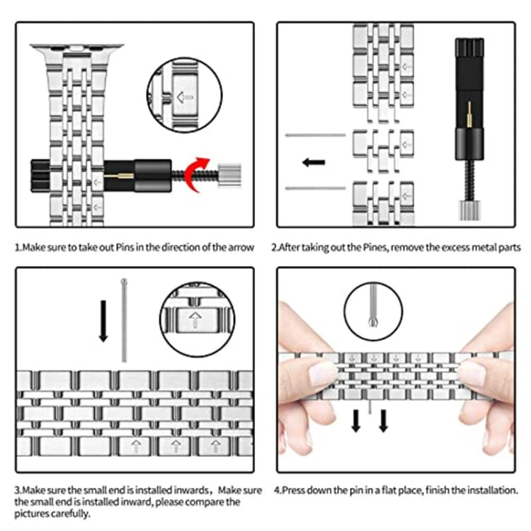Bracelet de montre en acier inoxydable ultra-mince à sept perles pour la série Apple Watch, 7 45mm / 6&SE&5&4 44mm / 3&2&1 42mm, 7 41mm / 6&SE&5&4 40mm / 3&2&1 38mm