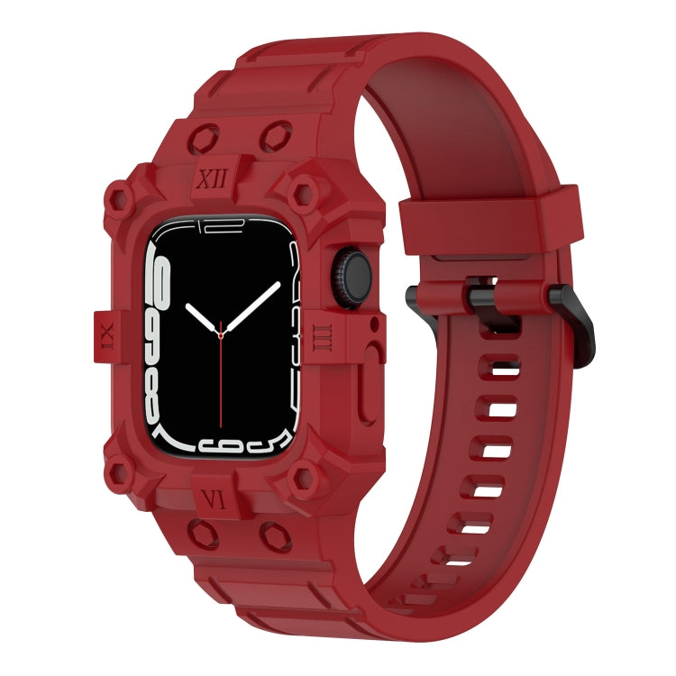 Bracelet de montre en silicone intégré pour la série Apple Watch, 7 45mm / 6&SE&5&4 44mm / 3&2&1 42mm