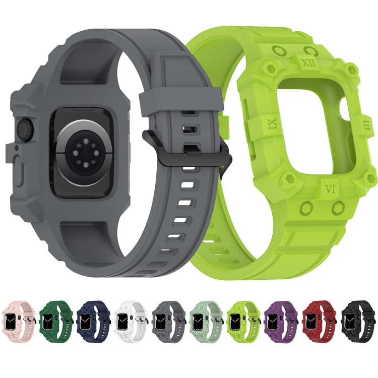 Bracelet de montre en silicone intégré pour la série Apple Watch, 7 45mm / 6&SE&5&4 44mm / 3&2&1 42mm