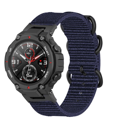 Bracelet de montre en nylon à boucle noire à trois anneaux, For Amazfit T-Rex / T-Rex Pro / Ares