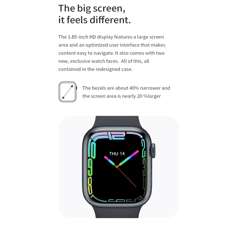 Watch 8 Max 1,85 pouces Recharge sans fil Appel Bluetooth NFC Smartwatch