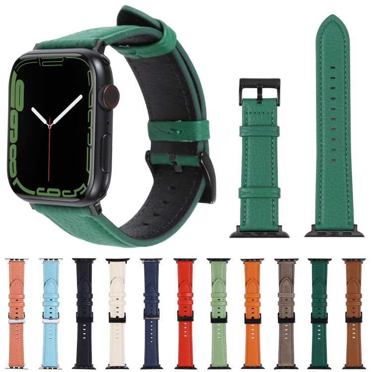 Bracelet de montre en cuir texturé litchi pour la série Apple Watch, 7 45mm / 6&SE&5&4 44mm / 3&2&1 42mm, 7 41mm / 6&SE&5&4 40mm / 3&2&1 38mm