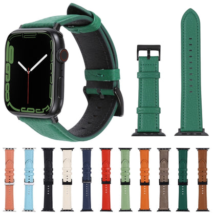 Bracelet de montre en cuir texturé litchi pour la série Apple Watch, 7 45mm / 6&SE&5&4 44mm / 3&2&1 42mm, 7 41mm / 6&SE&5&4 40mm / 3&2&1 38mm