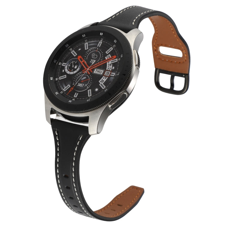 Bracelet de montre en cuir véritable à boucle inversée de 22 mm, For Samsung Galaxy Watch3 / Huawei Watch GT3 Pro