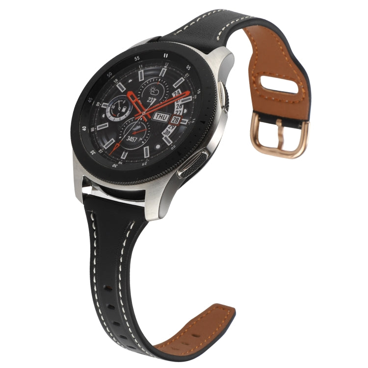 Bracelet de montre en cuir véritable à boucle inversée de 22 mm, For Samsung Galaxy Watch3 / Huawei Watch GT3 Pro