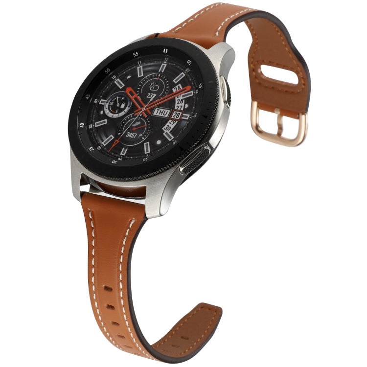 Bracelet de montre en cuir véritable à boucle inversée de 22 mm, For Samsung Galaxy Watch3 / Huawei Watch GT3 Pro
