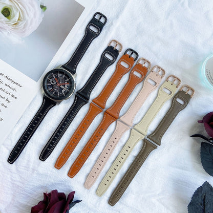 Bracelet de montre en cuir véritable à boucle inversée de 22 mm, For Samsung Galaxy Watch3 / Huawei Watch GT3 Pro