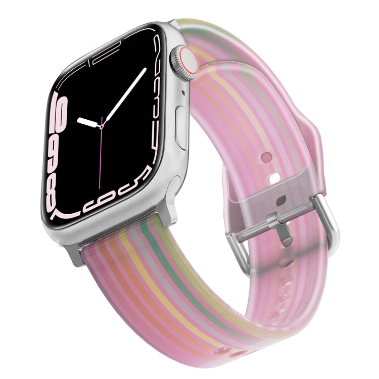 Bracelet de montre en silicone translucide givré pour la série Apple Watch, 7 45mm / 6&SE&5&4 44mm / 3&2&1 42mm, 7 41mm / 6&SE&5&4 40mm / 3&2&1 38mm