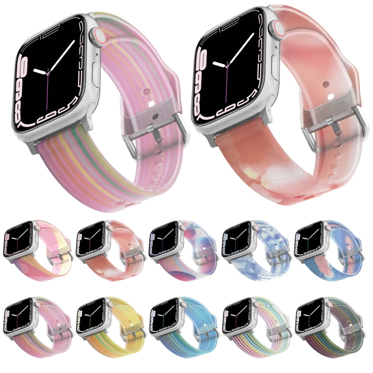 Bracelet de montre en silicone translucide givré pour la série Apple Watch, 7 45mm / 6&SE&5&4 44mm / 3&2&1 42mm, 7 41mm / 6&SE&5&4 40mm / 3&2&1 38mm