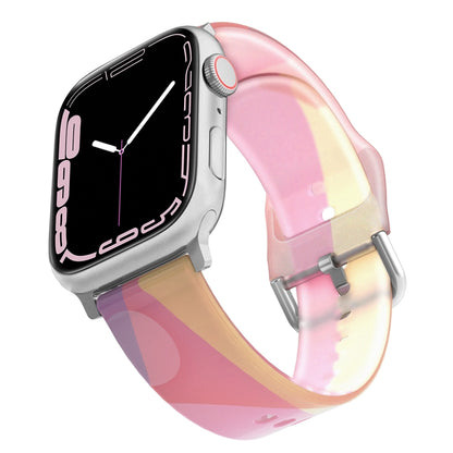Bracelet de montre en silicone translucide givré pour la série Apple Watch, 7 45mm / 6&SE&5&4 44mm / 3&2&1 42mm, 7 41mm / 6&SE&5&4 40mm / 3&2&1 38mm