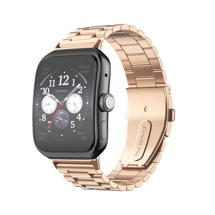 Bracelet de montre en acier inoxydable à boucle plate à trois perles, For OPPO Watch 3 Pro, For OPPO Watch 3
