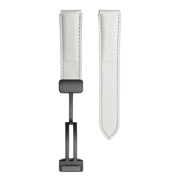 Pour Samsung Galaxy Watch5 40mm / 44mm Bande de montre en cuir véritable à armure toile, Black Buckle, Silver Buckle