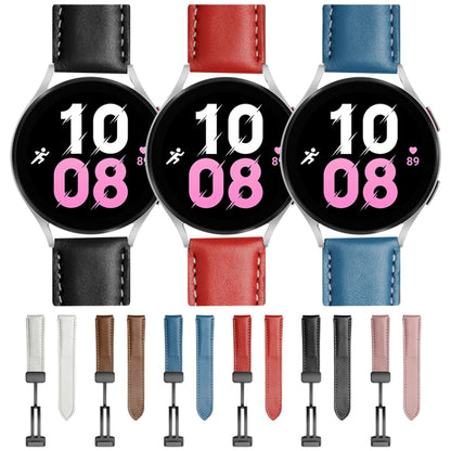 Pour Samsung Galaxy Watch5 40mm / 44mm Bande de montre en cuir véritable à armure toile, Black Buckle, Silver Buckle