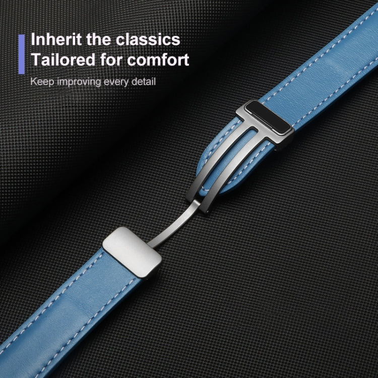 Pour Samsung Galaxy Watch5 40mm / 44mm Bande de montre en cuir véritable à armure toile, Black Buckle, Silver Buckle