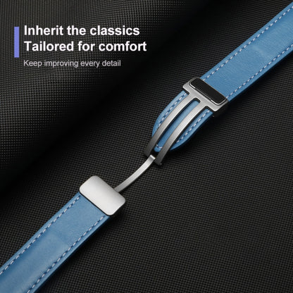 Pour Samsung Galaxy Watch5 40mm / 44mm Bande de montre en cuir véritable à armure toile, Black Buckle, Silver Buckle