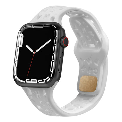 Bracelet de montre en silicone avec lettres anglaises, For Apple Watch Ultra 49mm / Series 8&7 45mm / SE 2&6&SE&5&4 44mm / 3&2&1 42mm, For Apple Watch Series 8&7 41mm / SE 2&6&SE&5&4 40mm / 3&2&1 38mm