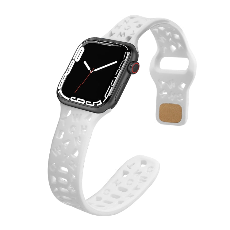 Bracelet de montre en silicone avec lettres anglaises, For Apple Watch Ultra 49mm / Series 8&7 45mm / SE 2&6&SE&5&4 44mm / 3&2&1 42mm, For Apple Watch Series 8&7 41mm / SE 2&6&SE&5&4 40mm / 3&2&1 38mm