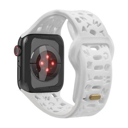 Bracelet de montre en silicone avec lettres anglaises, For Apple Watch Ultra 49mm / Series 8&7 45mm / SE 2&6&SE&5&4 44mm / 3&2&1 42mm, For Apple Watch Series 8&7 41mm / SE 2&6&SE&5&4 40mm / 3&2&1 38mm