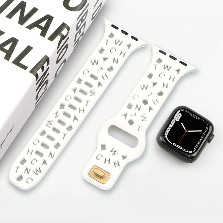 Bracelet de montre en silicone avec lettres anglaises, For Apple Watch Ultra 49mm / Series 8&7 45mm / SE 2&6&SE&5&4 44mm / 3&2&1 42mm, For Apple Watch Series 8&7 41mm / SE 2&6&SE&5&4 40mm / 3&2&1 38mm