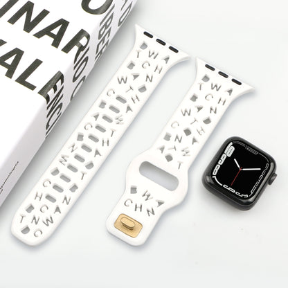 Bracelet de montre en silicone avec lettres anglaises, For Apple Watch Ultra 49mm / Series 8&7 45mm / SE 2&6&SE&5&4 44mm / 3&2&1 42mm, For Apple Watch Series 8&7 41mm / SE 2&6&SE&5&4 40mm / 3&2&1 38mm