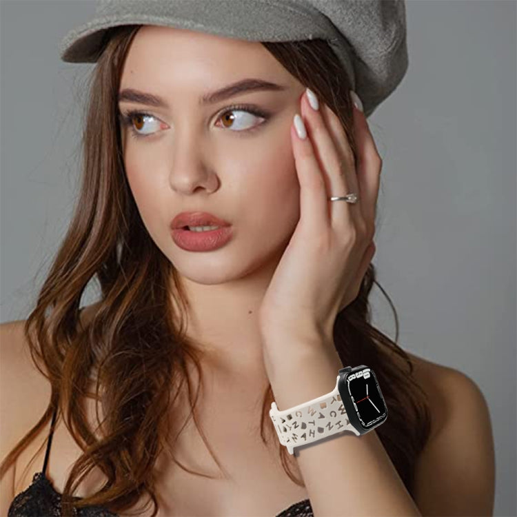 Bracelet de montre en silicone avec lettres anglaises, For Apple Watch Ultra 49mm / Series 8&7 45mm / SE 2&6&SE&5&4 44mm / 3&2&1 42mm, For Apple Watch Series 8&7 41mm / SE 2&6&SE&5&4 40mm / 3&2&1 38mm
