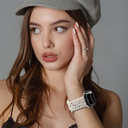 Bracelet de montre en silicone avec lettres anglaises, For Apple Watch Ultra 49mm / Series 8&7 45mm / SE 2&6&SE&5&4 44mm / 3&2&1 42mm, For Apple Watch Series 8&7 41mm / SE 2&6&SE&5&4 40mm / 3&2&1 38mm